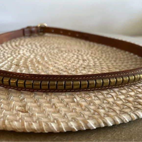 Omega Belt Large Brown Leather Woven Multicolor Boho Festival Ethnic Whipstitch OMEGA Vintage Rainbow Colorful Genuine Leather Woven Braided  main image 4
